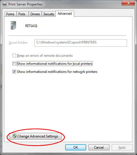 Change Advanced Settings (Administrator rights requiered)