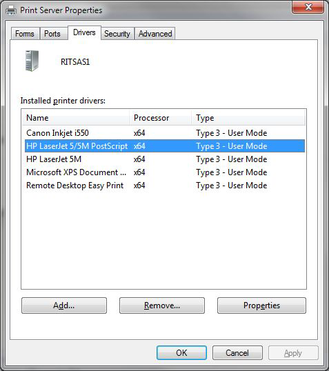 Select the printer driver for the for which you want the installation files