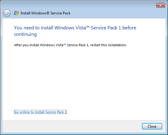 Vista Service Pack 2 Ausführungsprobleme