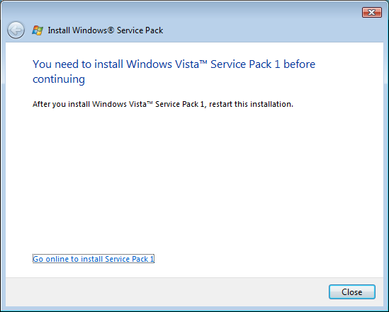 problem z instalacją dodatku service pack you vista