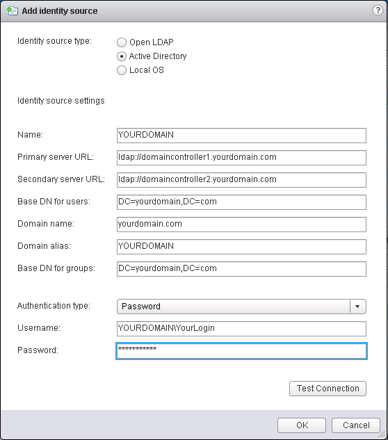 VMware SSO Identity Source with "Password" option