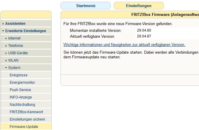 Fritz!Box Firmware Update