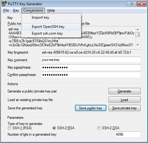 Export your key in openssh format