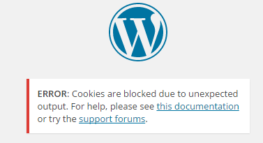 Wordpress Cookkie Error