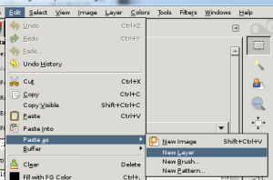 GIMP Paste as new layer