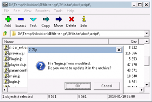 Hikvision 7-zip Update archive file IEfile.tar.gz