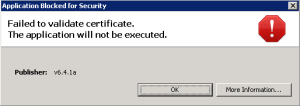 certificate failed validate executed error virtuals