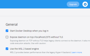 Docker desktop settings