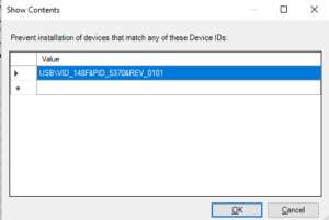 Windows prevent device installation by ID detail view
